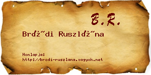 Bródi Ruszlána névjegykártya